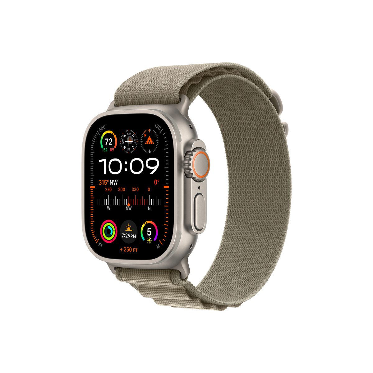 Apple Watch Ultra 2 GPS + Cellular, 49mm Titanium Case with Olive Alpine Loop - Large