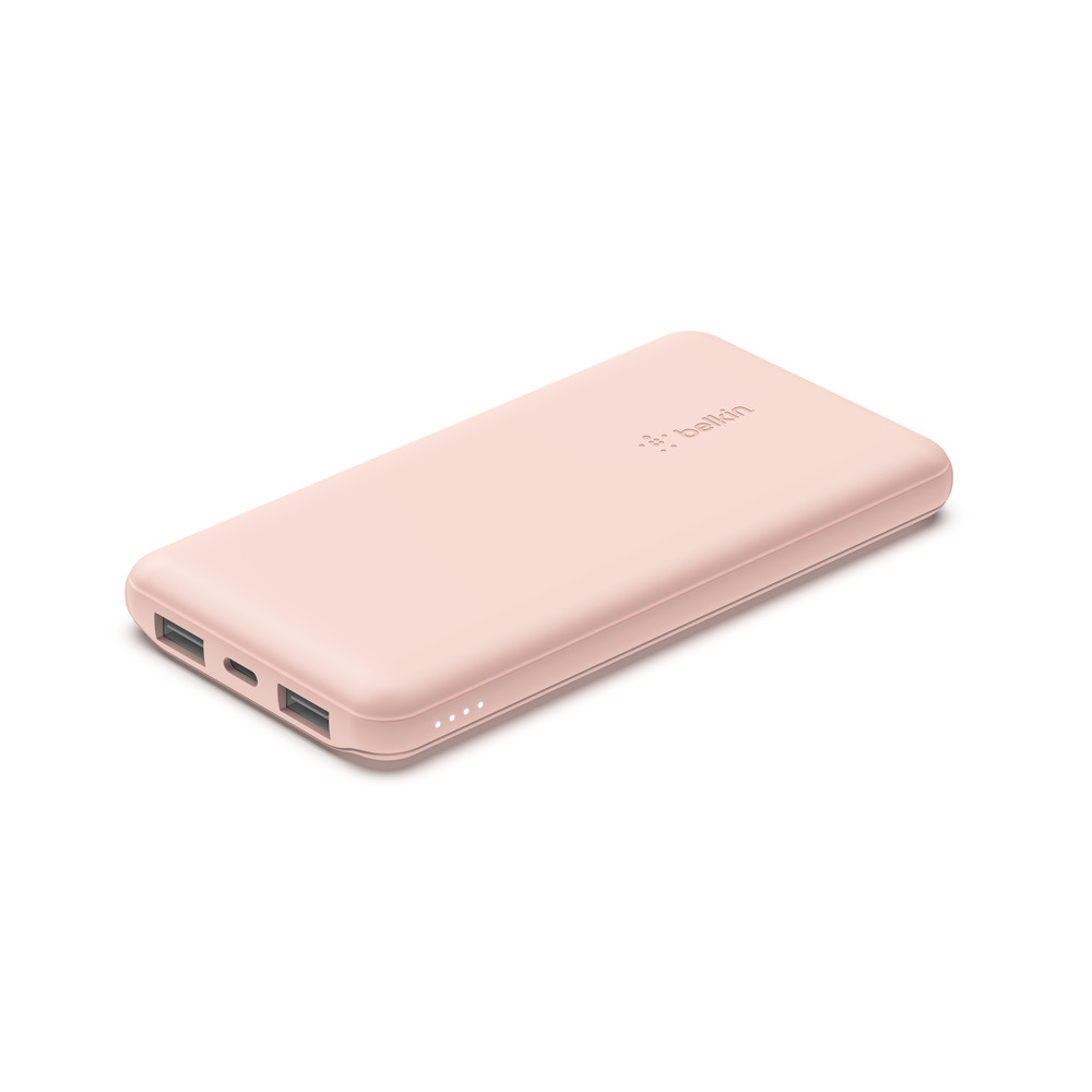 Belkin BOOST CHARGE (10000 mAH) Power Bank with USB-C 15W - Dual USB-A - 15cm USB-A to C Cable - Pink