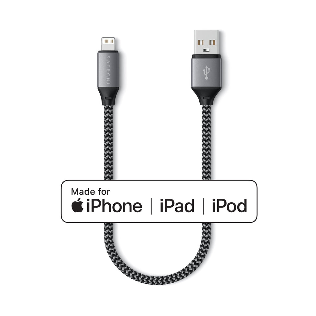 Satechi USB-A to Lightning Braided Cable 25cm - Grey