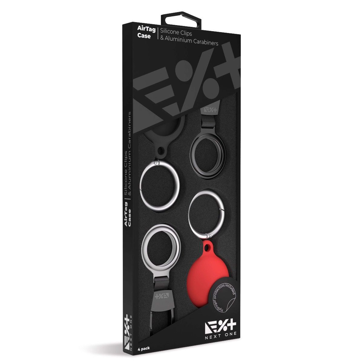 NextOne Air Tag Silicone Clips & Aluminium Carabiners - 4 Pack