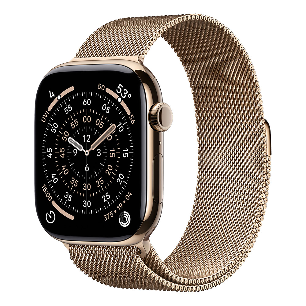 Apple Watch S11 Cellular 46mm Gold Titanium Case with Gold Milanese Loop - S/M