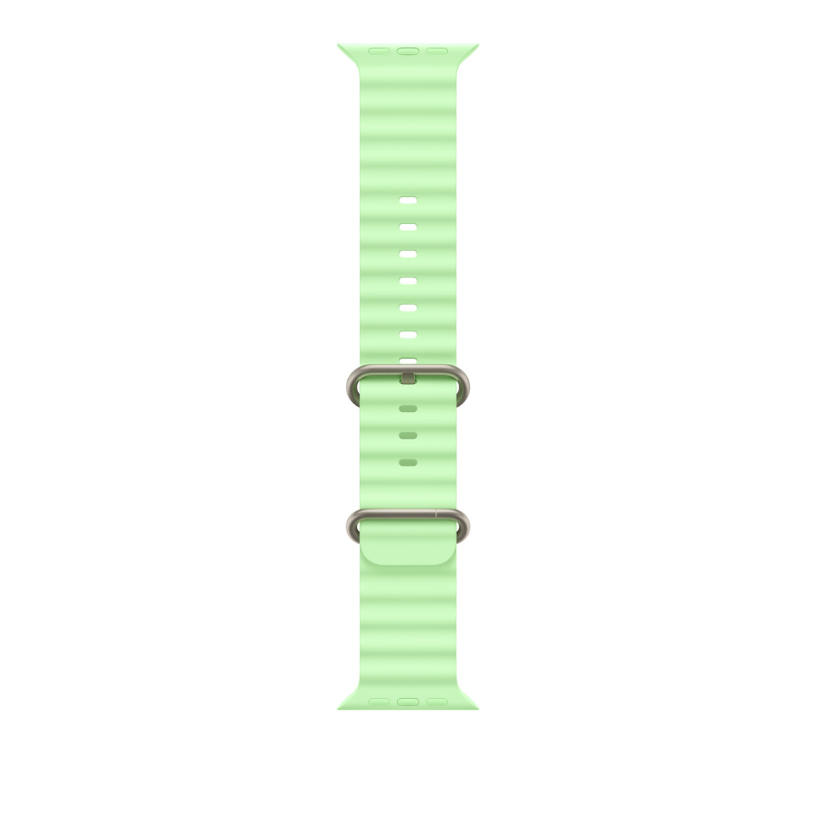 Apple Watch 49mm Band: Neon Green Ocean Band Extension - Natural Titanium Finish