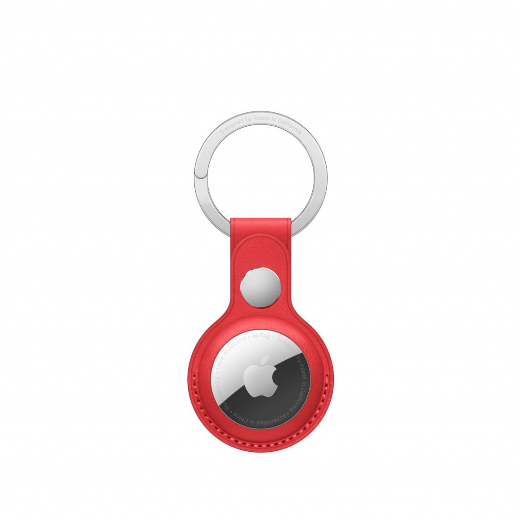 Apple AirTag Leather Key Ring Red