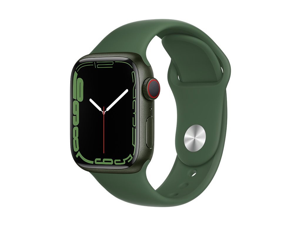 Apple Watch Series 7, Green Aluminum Case with Clover Green Sport Band 41mm, GPS + Cellular