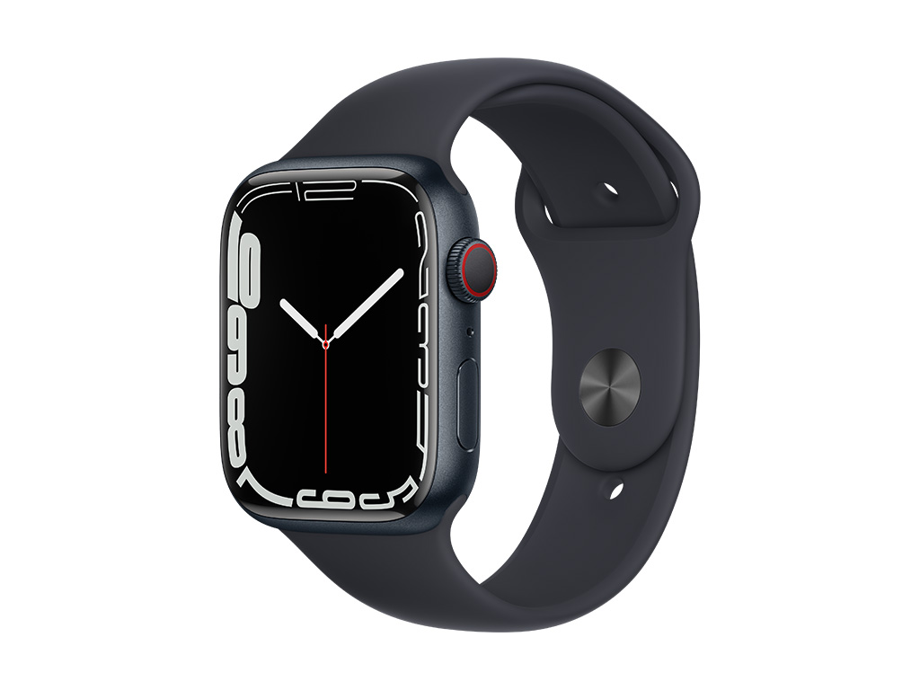 Apple Watch Series 7, Midnight Aluminum Case with Midnight Sport Band 45mm, GPS + Cellular
