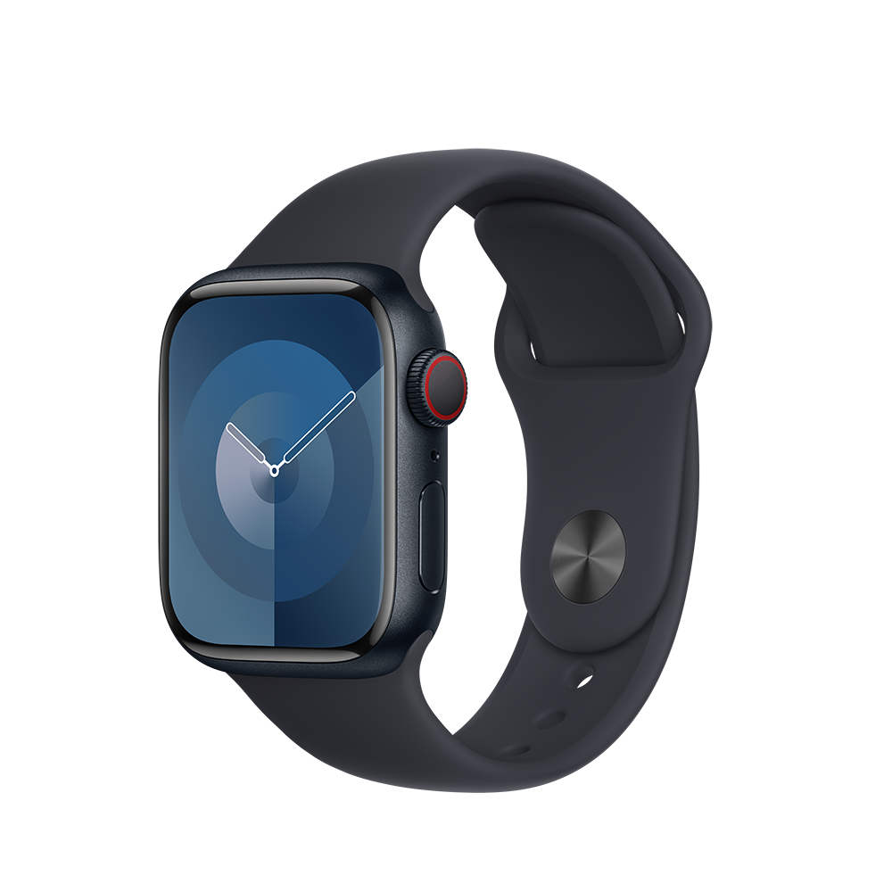 Apple Watch Series 9 Cellular 41mm Midnight Alu Case w Midnight Sport Band - M/L