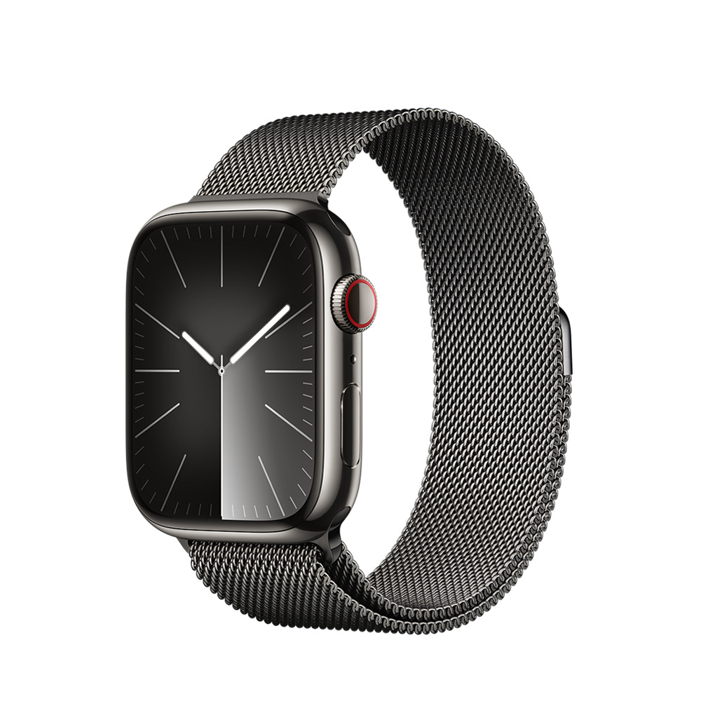 Apple Watch Series 9 Cellular 41mm Graphite Stainless Steel Case w Graphite Milanese Loop
