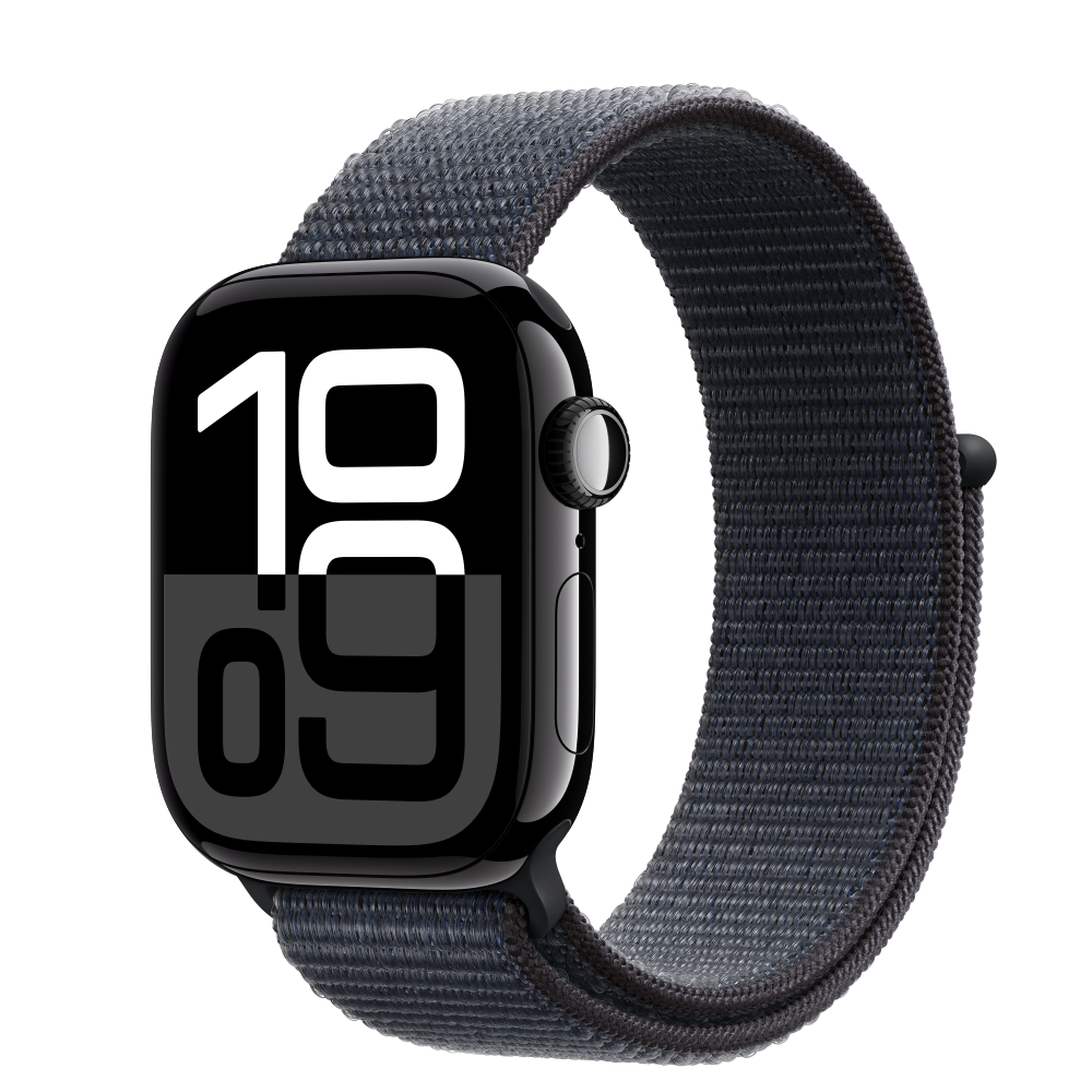 Apple Watch S10 Cellular 42mm Jet Black Alu Case with Ink Sport Loop