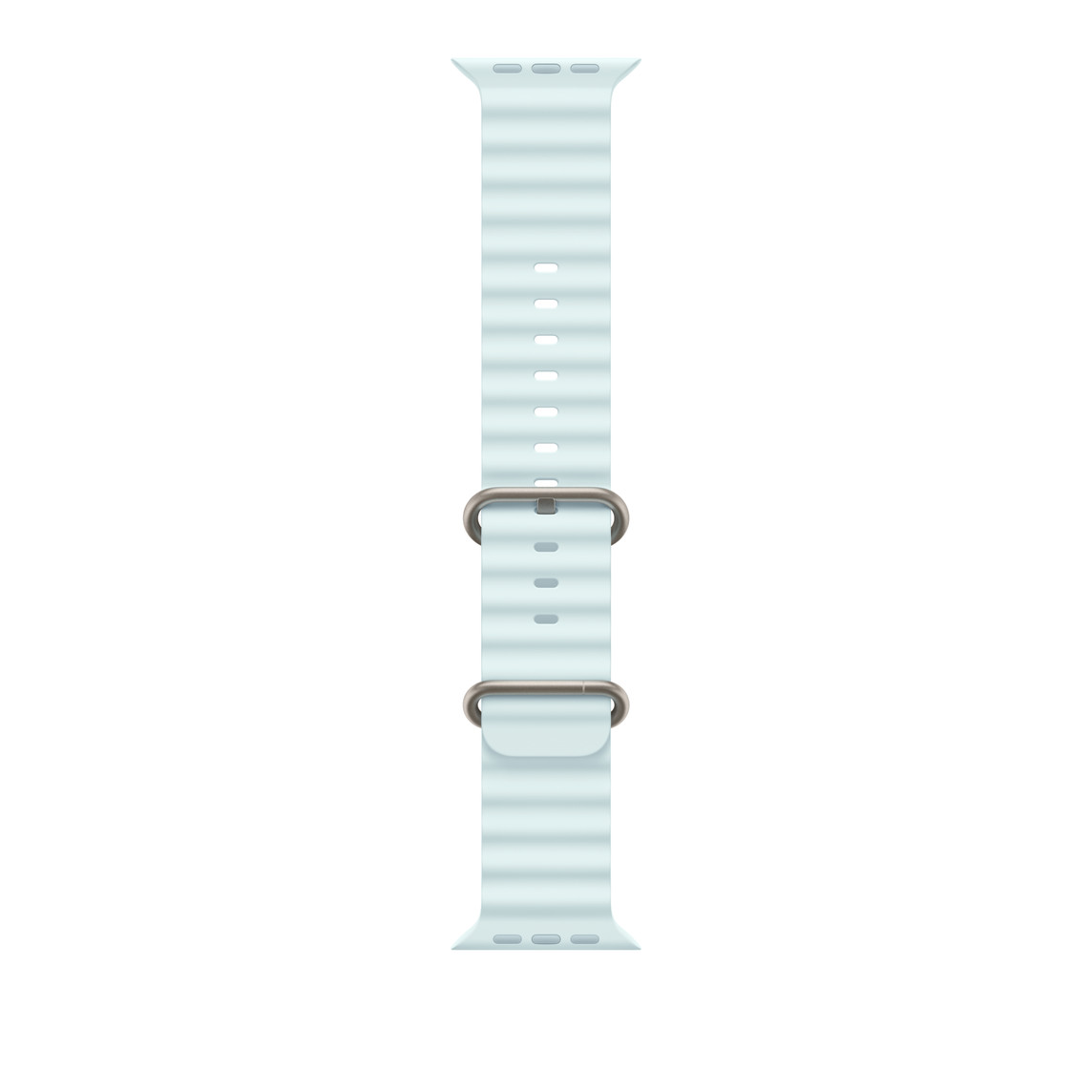 Apple Watch 49mm Band: Ice Blue Ocean Band - Natural Titanium Finish
